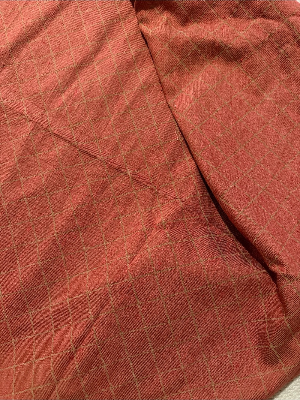 Textured Coral Gold Grid Upholstery Fabric